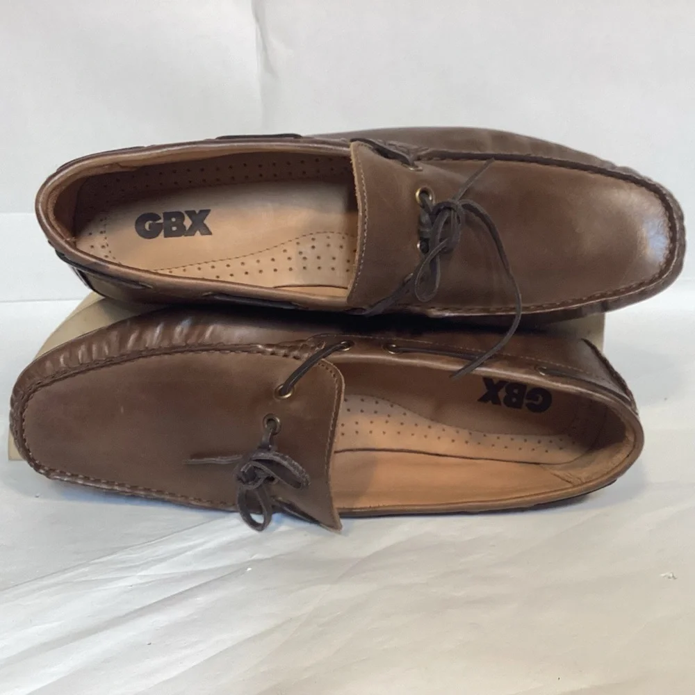 GBX Brown Casual Soft Leather Henley Boat Shoes Loafers Men’s size 11